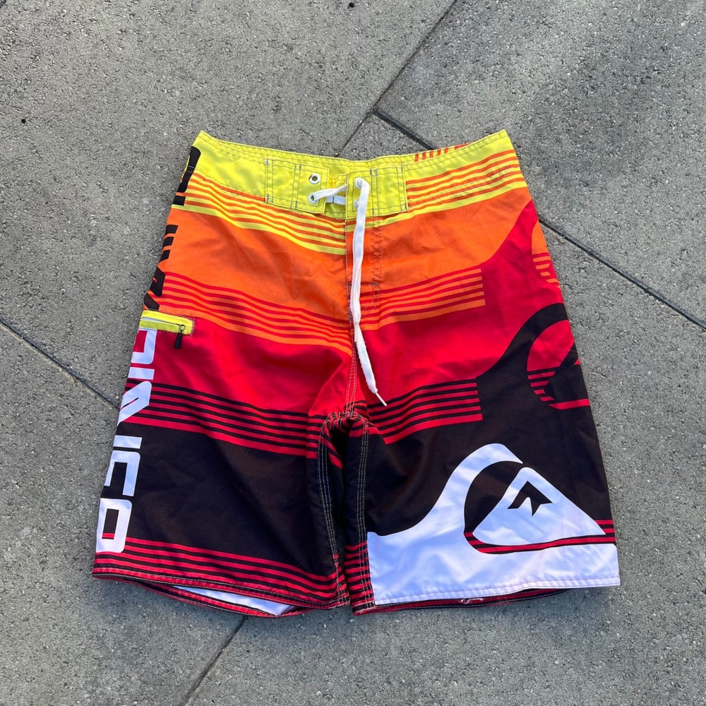 Quiksilver Mens Board Shorts Size 30 Sunset Stripe Surf Trunks Multicolor